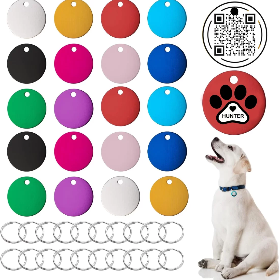 Mixed Color Round Dog ID Tags